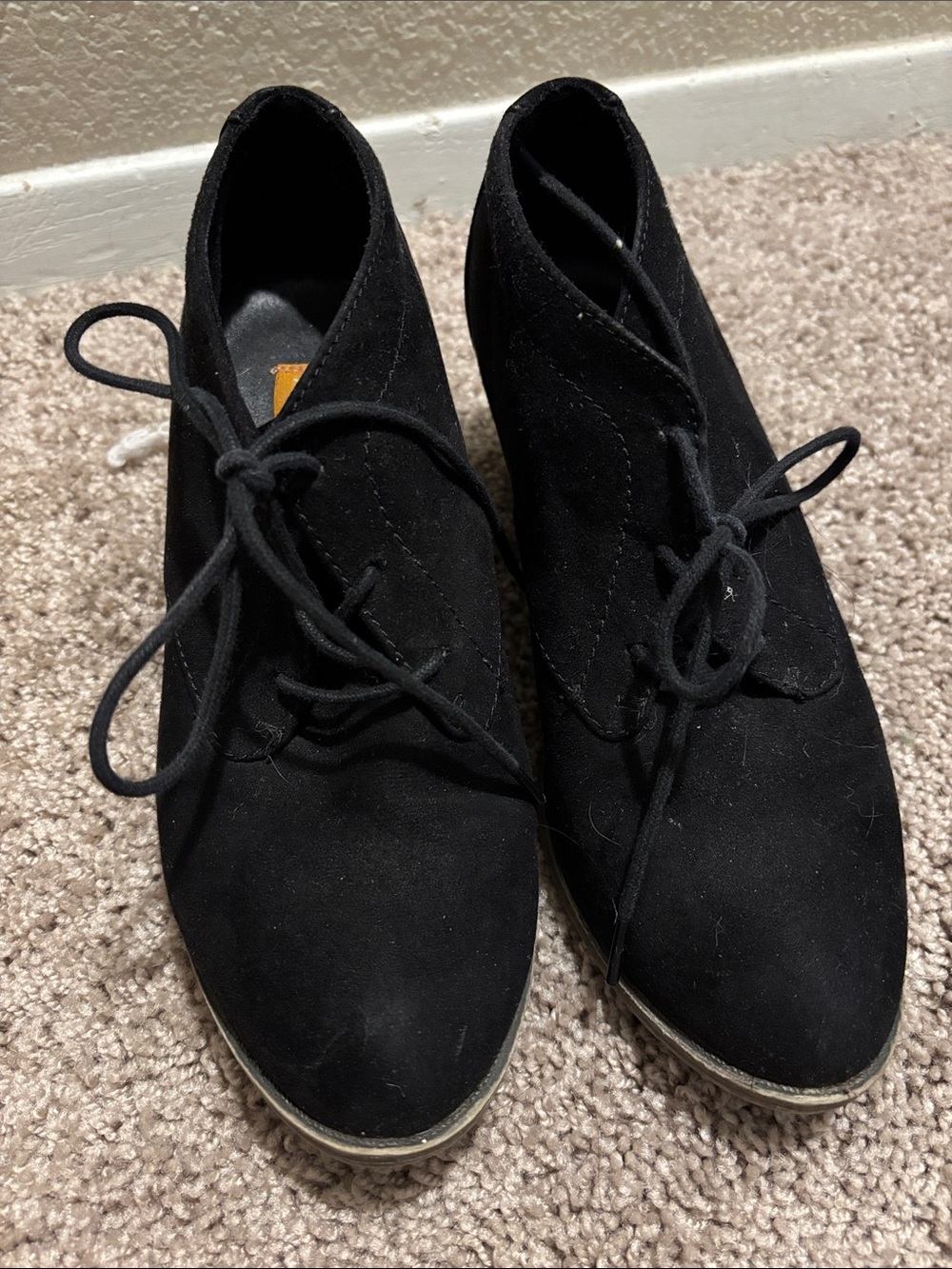 Rocket Dog Black Suede Lace-Up Ankle Booties with Low Heel